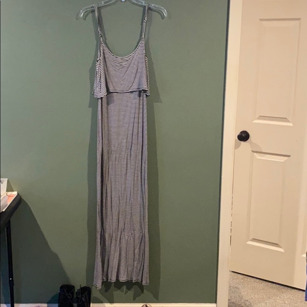 Black and white striped maxi dress